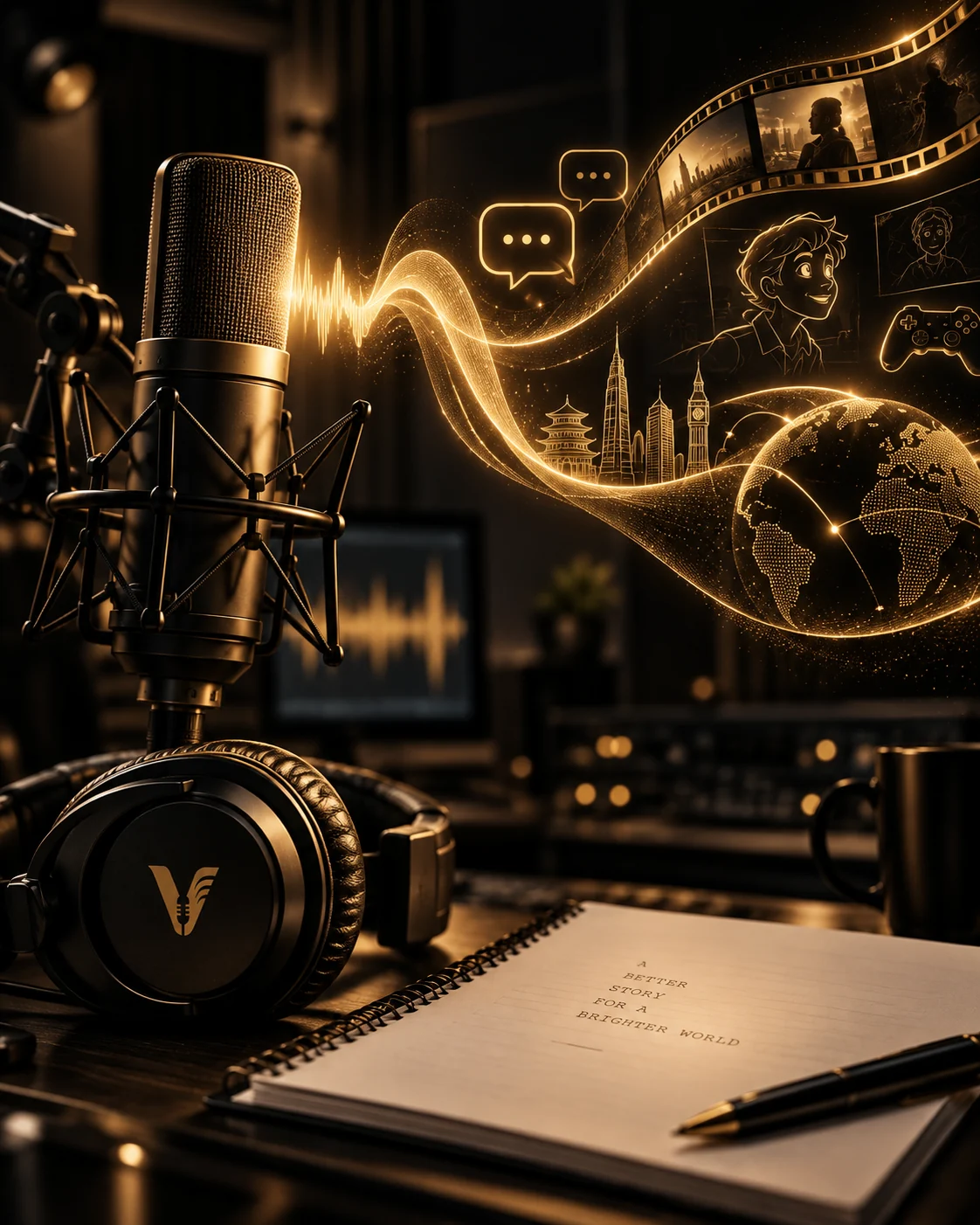 Illustration of voice turning into stories across formats and audiences